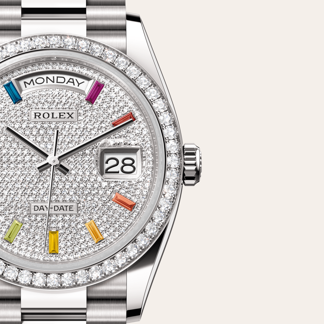 Rolex Day-Date 36 Oyster, 36 mm, beyaz altın ve pırlanta M128349RBR-0006