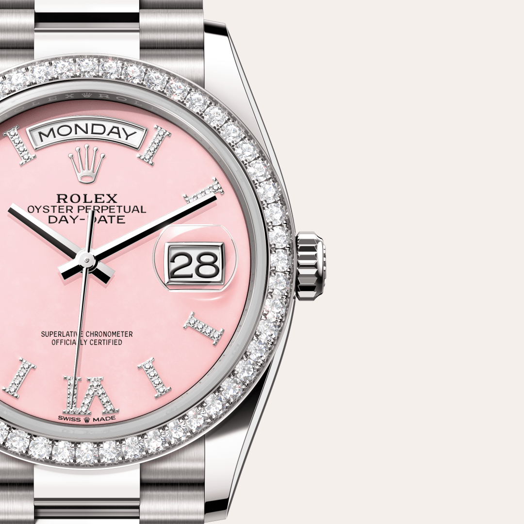 Rolex Day-Date 36 Oyster, 36 mm, beyaz altın ve pırlanta M128349RBR-0008