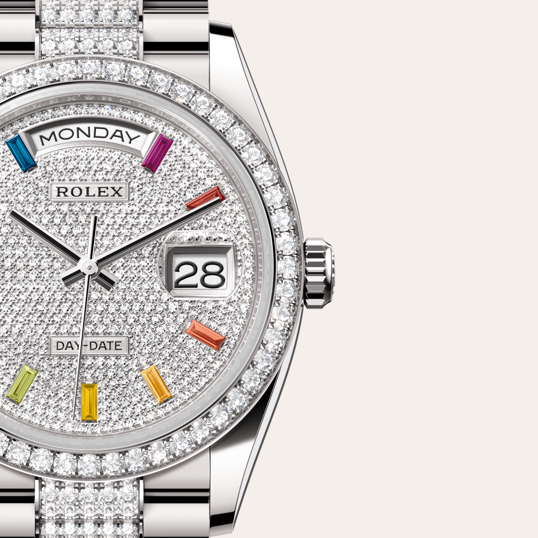 Rolex Day-Date 36 Oyster, 36 mm, white gold and diamonds M128349RBR-0012