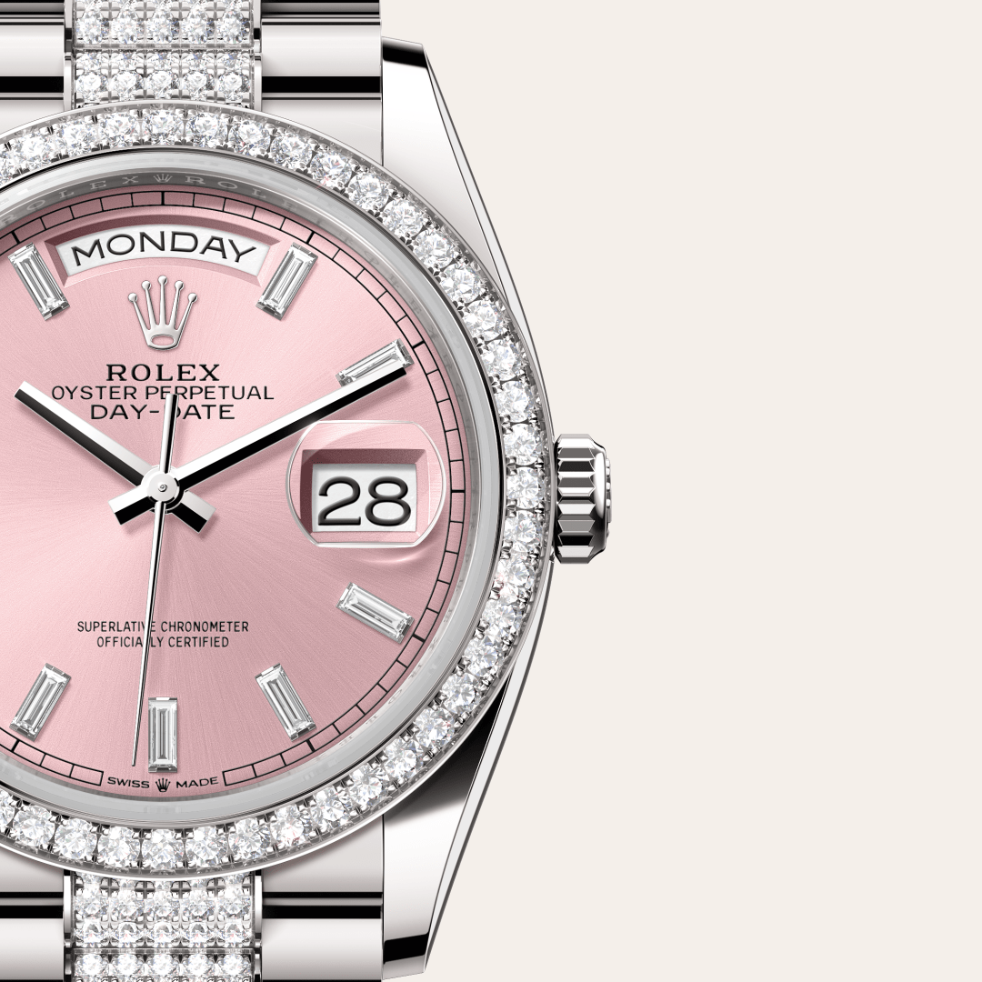 Rolex Day-Date 36 Oyster, 36 mm, beyaz altın ve pırlanta M128349RBR-0054