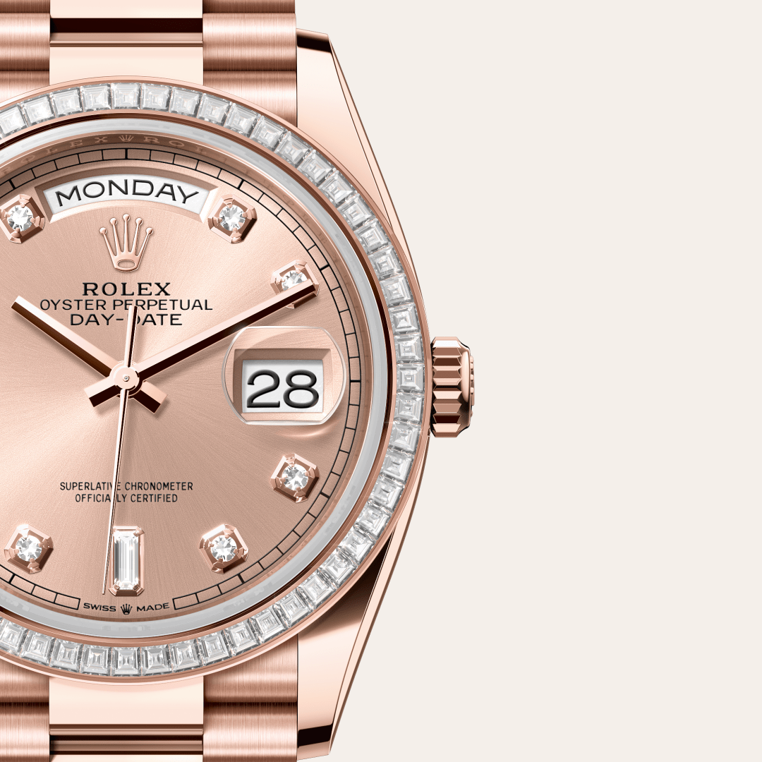 Rolex Day-Date 36 Oyster, 36 mm, Everose altın ve pırlanta M128395TBR-0002