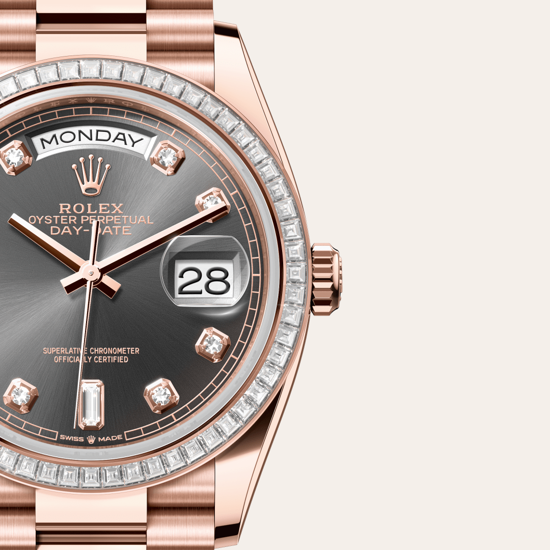 Rolex Day-Date 36 Oyster, 36 mm, Everose altın ve pırlanta M128395TBR-0012