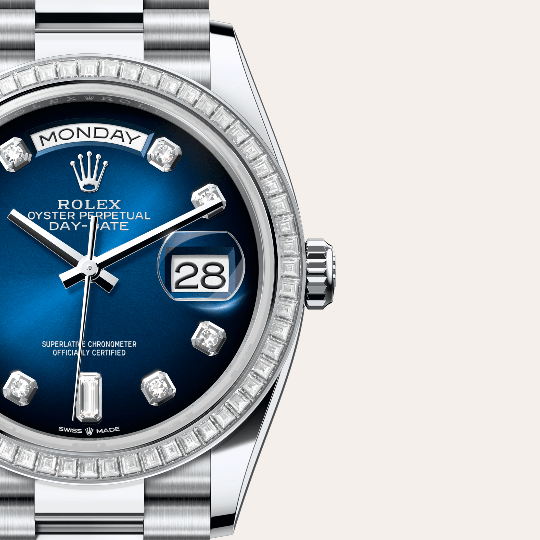Rolex Day-Date 36 Oyster, 36 mm, platin ve pırlanta M128396TBR-0008