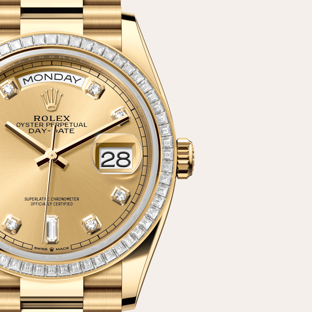 Rolex Day-Date 36 Oyster, 36 mm, sarı altın ve pırlanta M128398TBR-0002