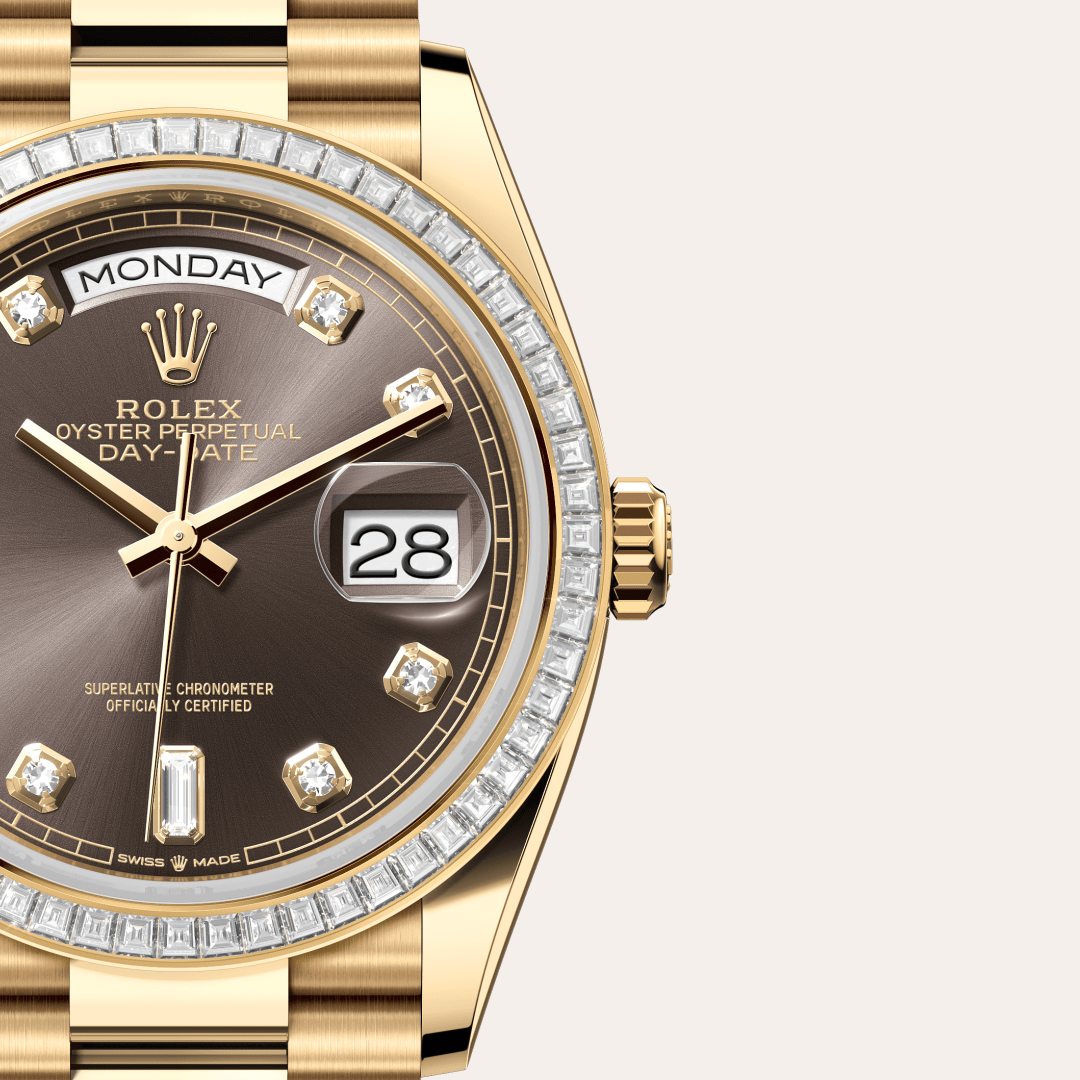 Rolex Day-Date 36 Oyster, 36 mm, sarı altın ve pırlanta M128398TBR-0006