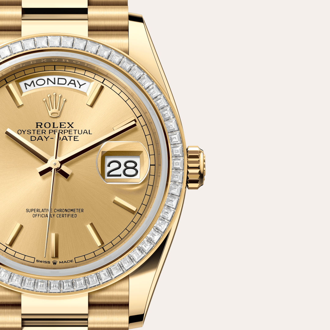 Rolex Day-Date 36 Oyster, 36 mm, sarı altın ve pırlanta M128398TBR-0010