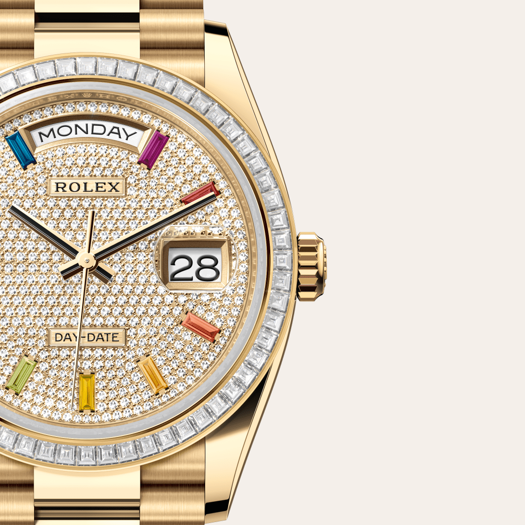 Rolex Day-Date 36 Oyster, 36 mm, sarı altın ve pırlanta M128398TBR-0012