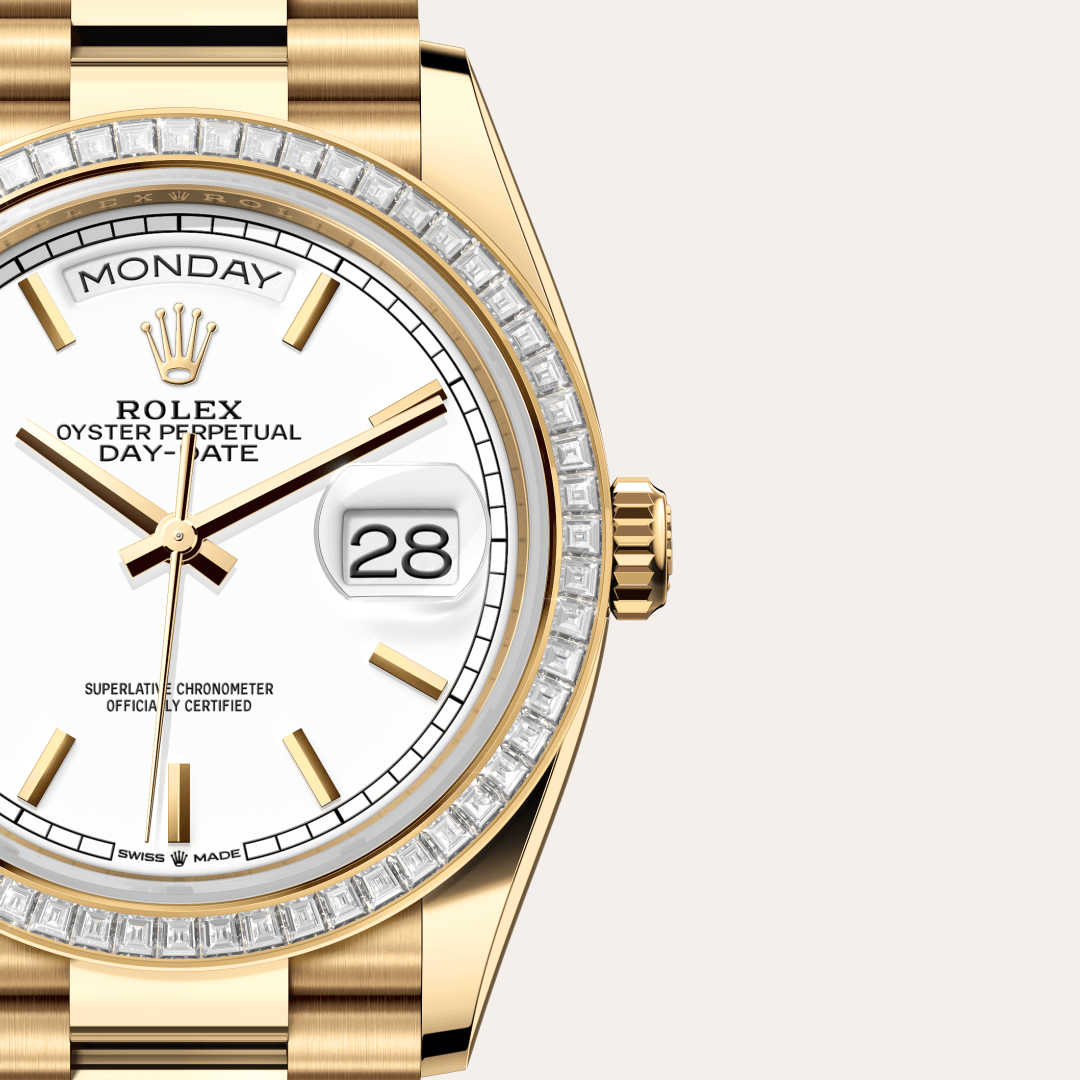 Rolex Day-Date 36 Oyster, 36 mm, sarı altın ve pırlanta M128398TBR-0016