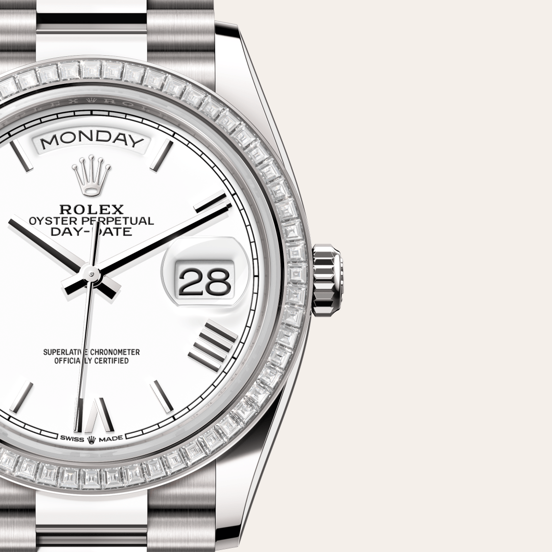 Rolex Day-Date 36 Oyster, 36 mm, beyaz altın ve pırlanta M128399TBR-0019