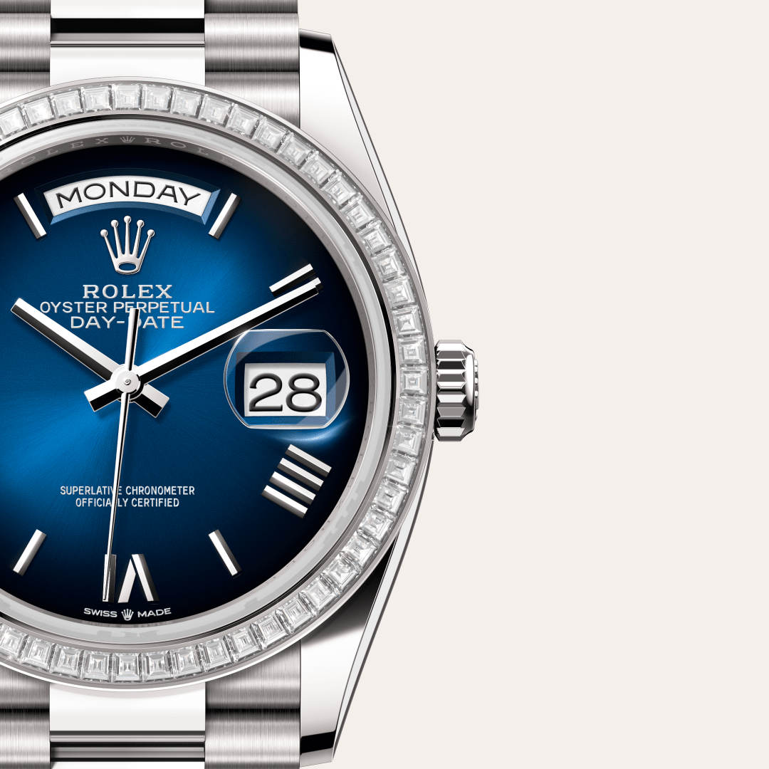 Rolex Day-Date 36 Oyster, 36 mm, beyaz altın ve pırlanta M128399TBR-0021