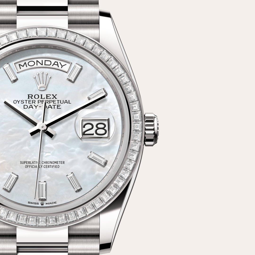 Rolex Day-Date 36 Oyster, 36 mm, beyaz altın ve pırlanta M128399TBR-0023