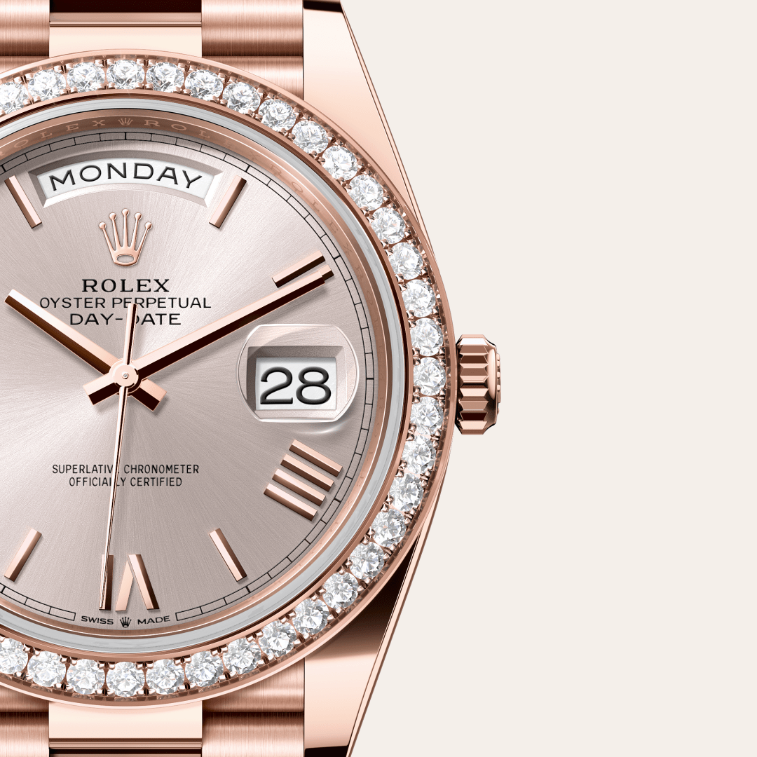 Rolex Day-Date 40 Oyster, 40 mm, Everose altın ve pırlanta M228345RBR-0008