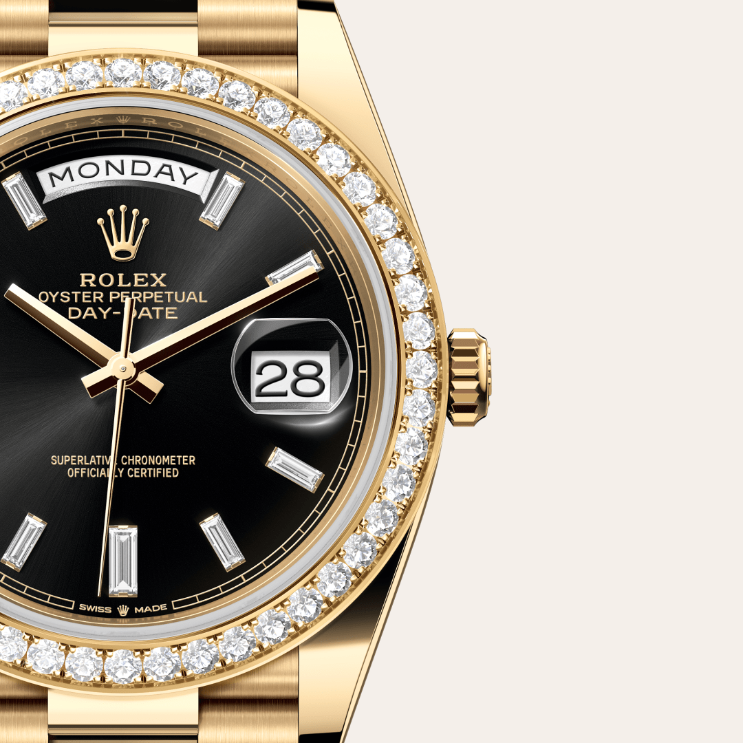 Rolex Day-Date 40 Oyster, 40 mm, sarı altın ve pırlanta M228348RBR-0001