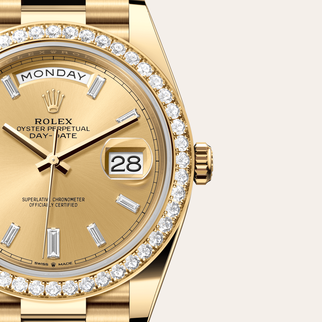 Rolex Day-Date 40 Oyster, 40 mm, sarı altın ve pırlanta M228348RBR-0002