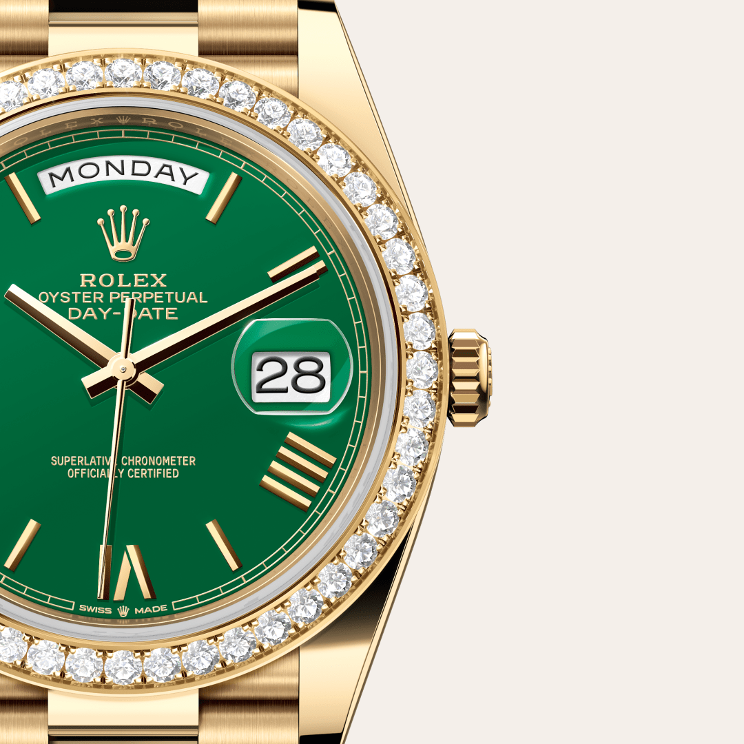 Rolex Day-Date 40 Oyster, 40 mm, sarı altın ve pırlanta M228348RBR-0040