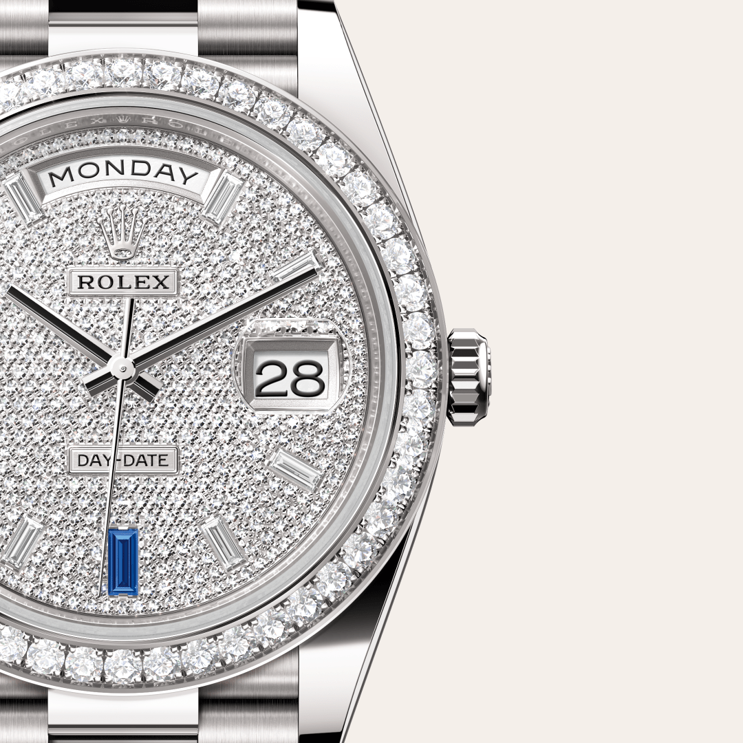 Rolex Day-Date 40 Oyster, 40 mm, beyaz altın ve pırlanta M228349RBR-0036