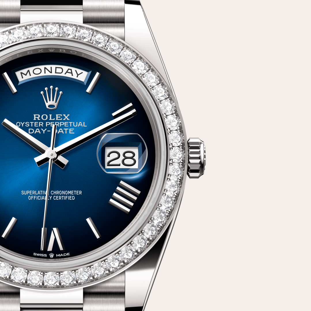 Rolex Day-Date 40 Oyster, 40 mm, beyaz altın ve pırlanta M228349RBR-0045