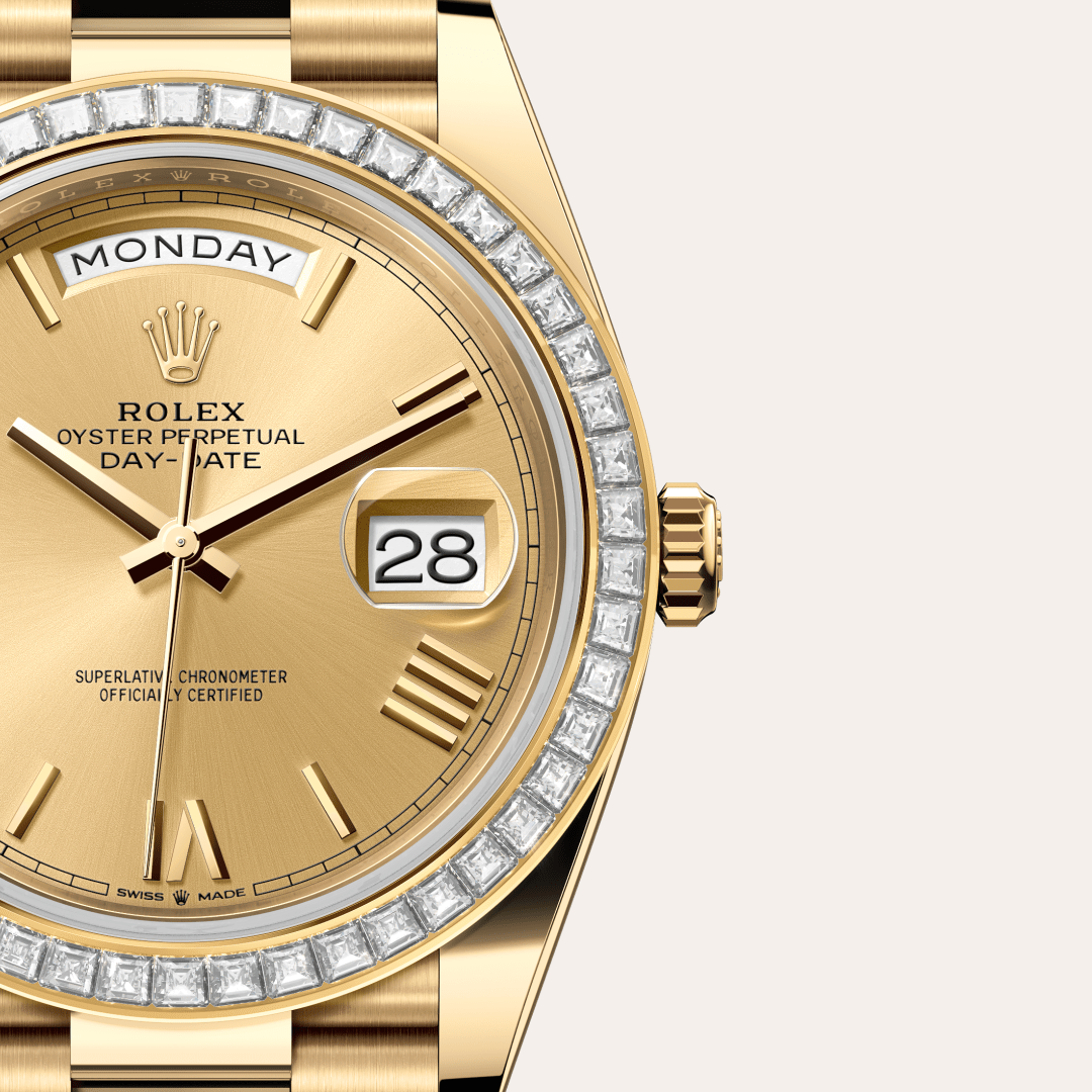Rolex Day-Date 40 Oyster, 40 mm, sarı altın ve pırlanta M228398TBR-0003
