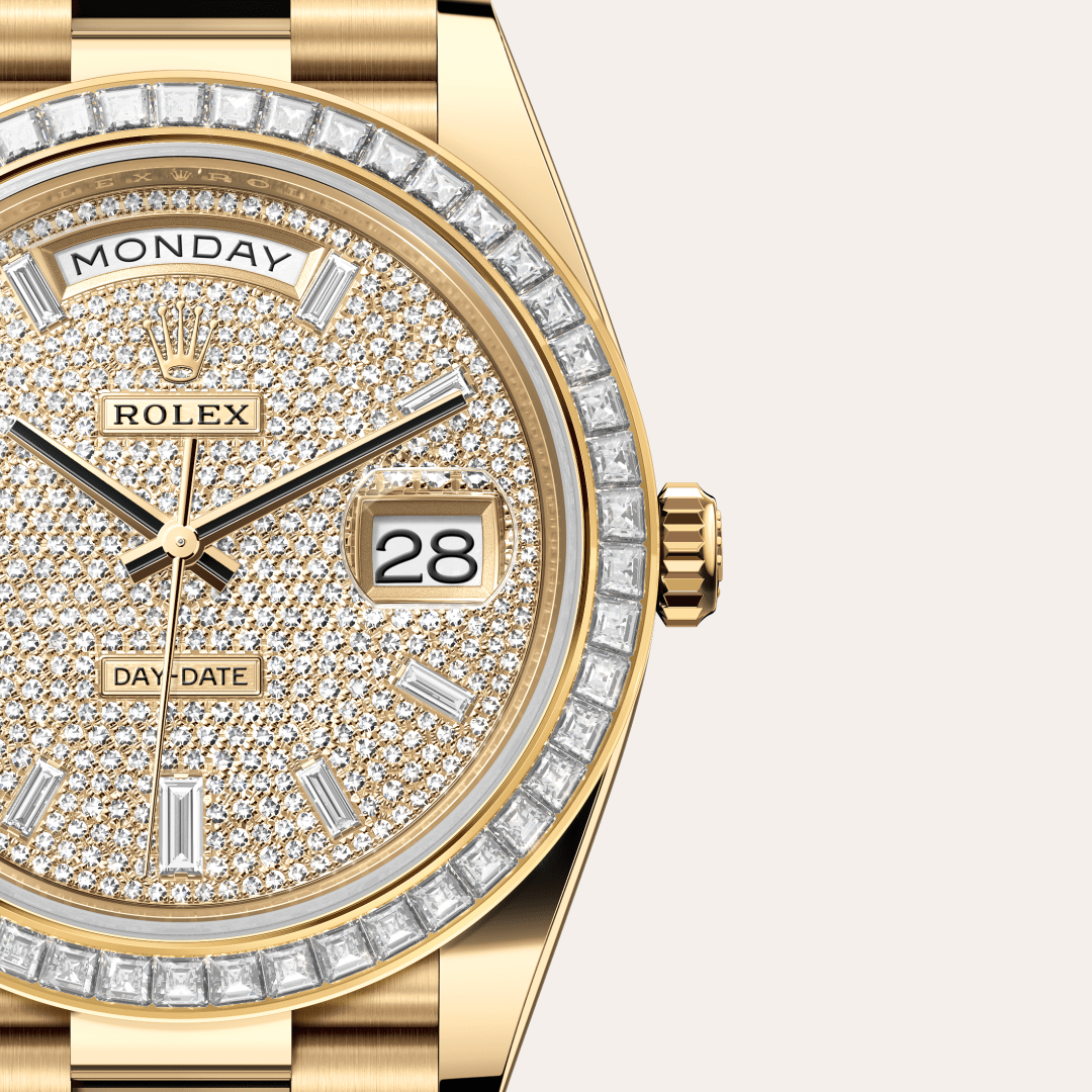 Rolex Day-Date 40 Oyster, 40 mm, sarı altın ve pırlanta M228398TBR-0036