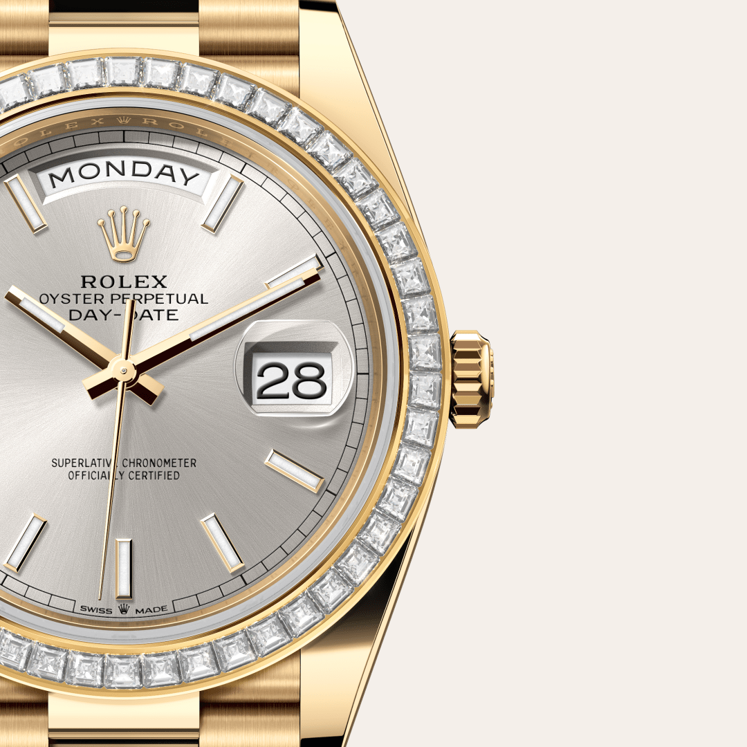 Rolex Day-Date 40 Oyster, 40 mm, sarı altın ve pırlanta M228398TBR-0040