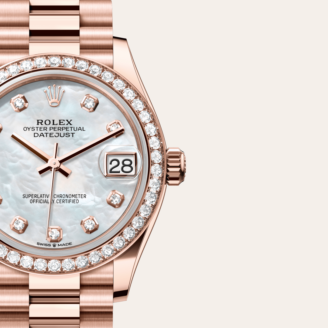 Rolex Datejust 31 Oyster, 31 mm, Everose gold and diamonds M278285RBR-0005