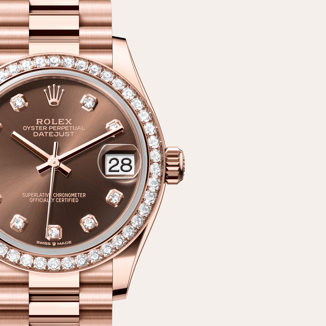 Rolex Datejust 31 Oyster, 31 mm, Everose altın ve pırlanta M278285RBR-0006