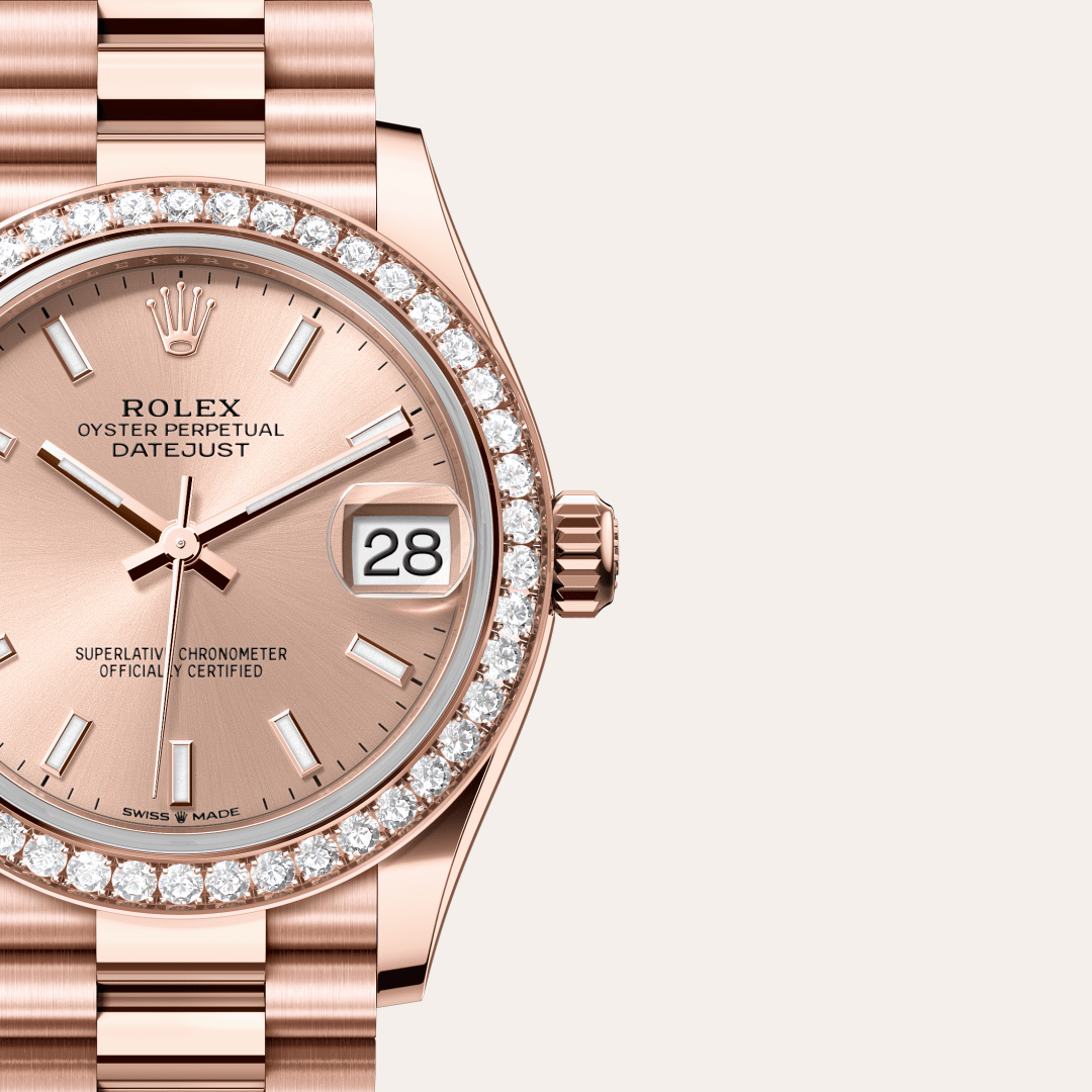 Rolex Datejust 31 Oyster, 31 mm, Everose altın ve pırlanta M278285RBR-0018
