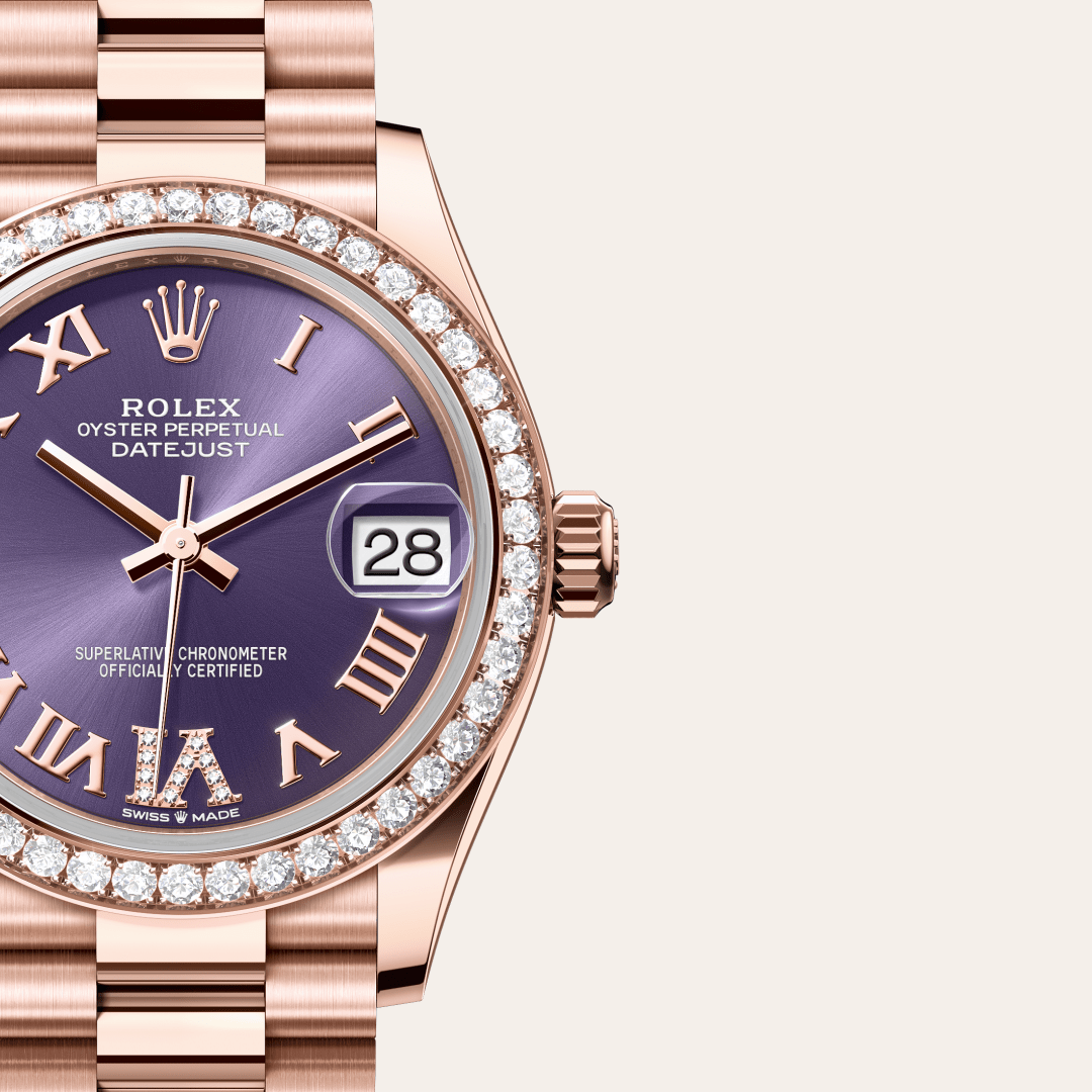 Rolex Datejust 31 Oyster, 31 mm, Everose altın ve pırlanta M278285RBR-0023