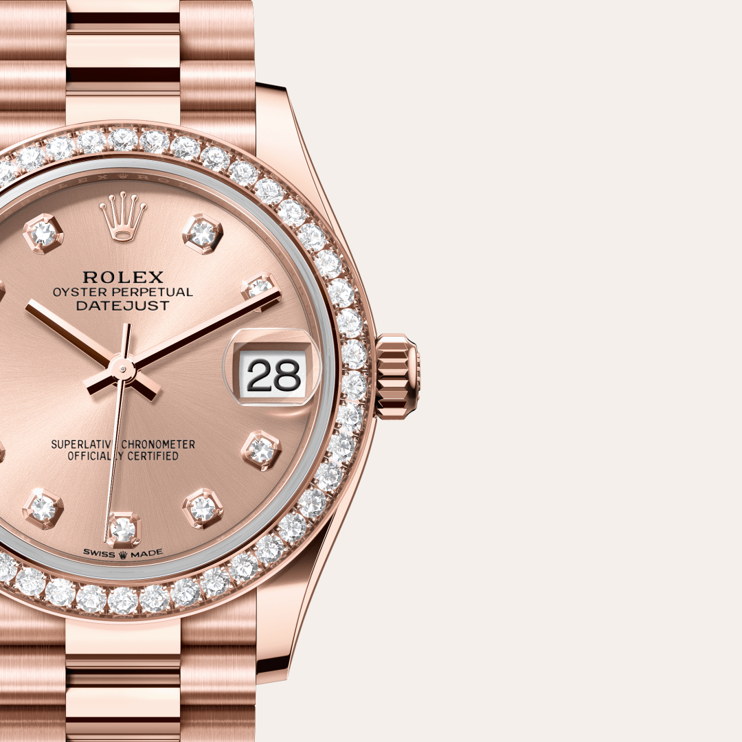 Rolex Datejust 31 Oyster, 31 mm, Everose altın ve pırlanta M278285RBR-0025