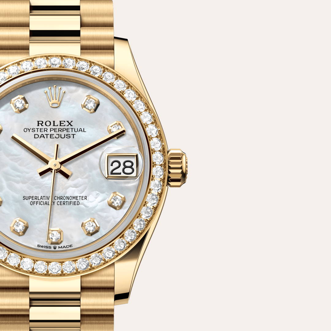 Rolex Datejust 31 Oyster, 31 mm, sarı altın ve pırlanta M278288RBR-0006