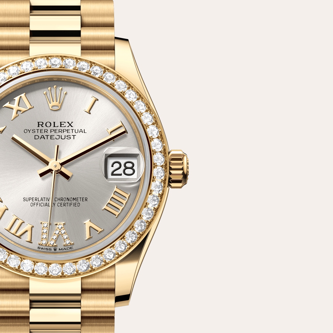 Rolex Datejust 31 Oyster, 31 mm, sarı altın ve pırlanta M278288RBR-0020