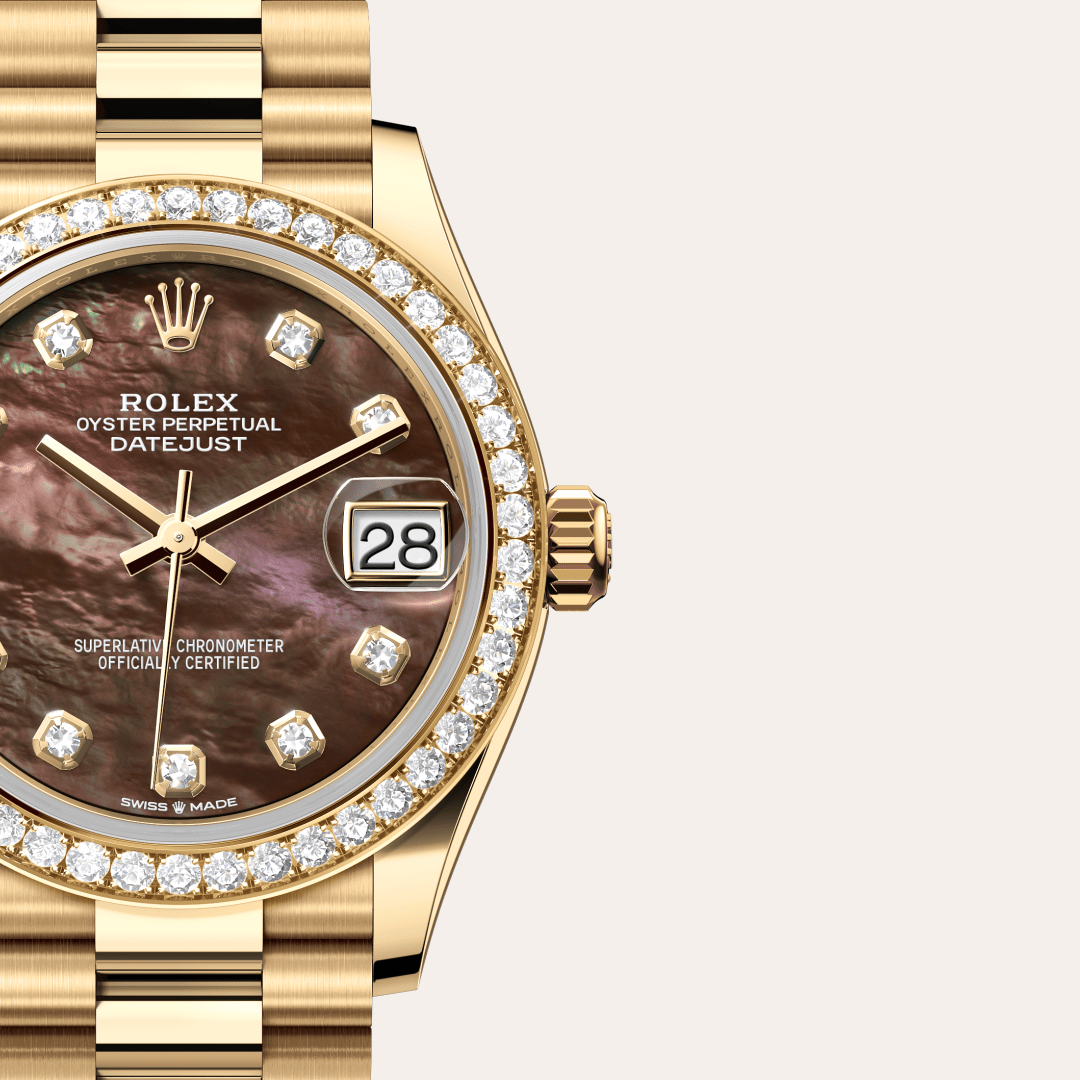 Rolex Datejust 31 Oyster, 31 mm, sarı altın ve pırlanta M278288RBR-0032