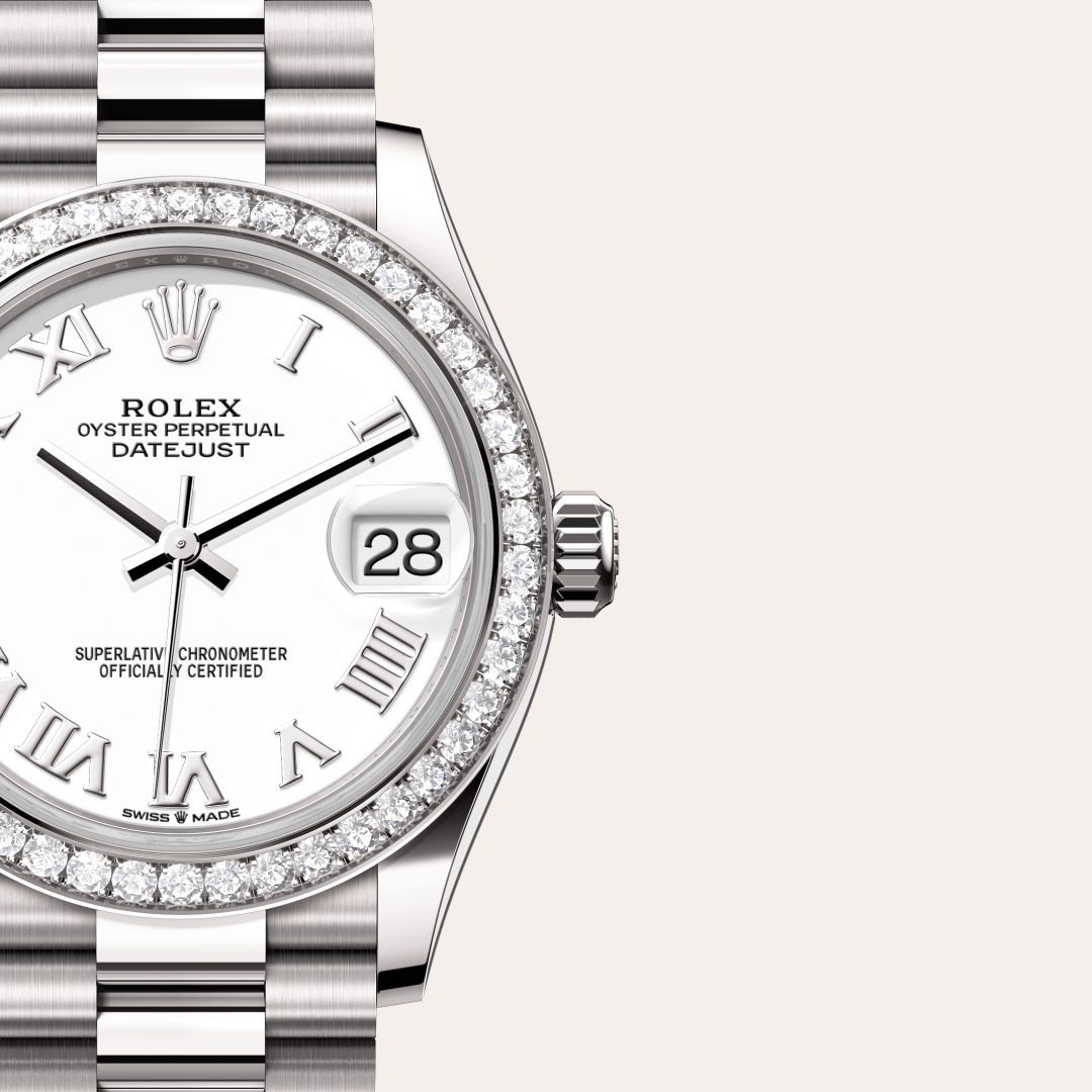 Rolex Datejust 31 Oyster, 31 mm, beyaz altın ve pırlanta M278289RBR-0007