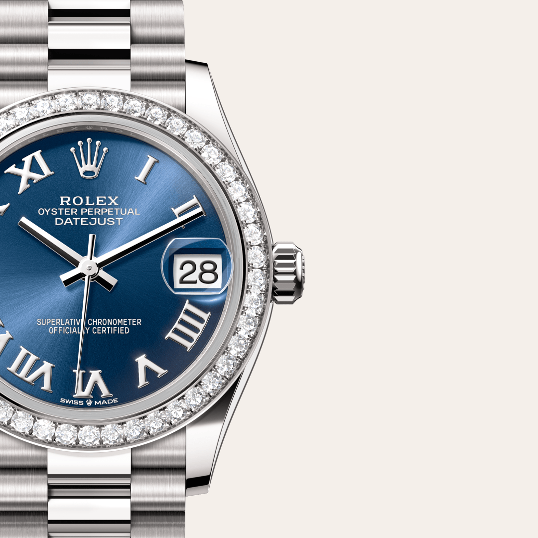 Rolex Datejust 31 Oyster, 31 mm, beyaz altın ve pırlanta M278289RBR-0023