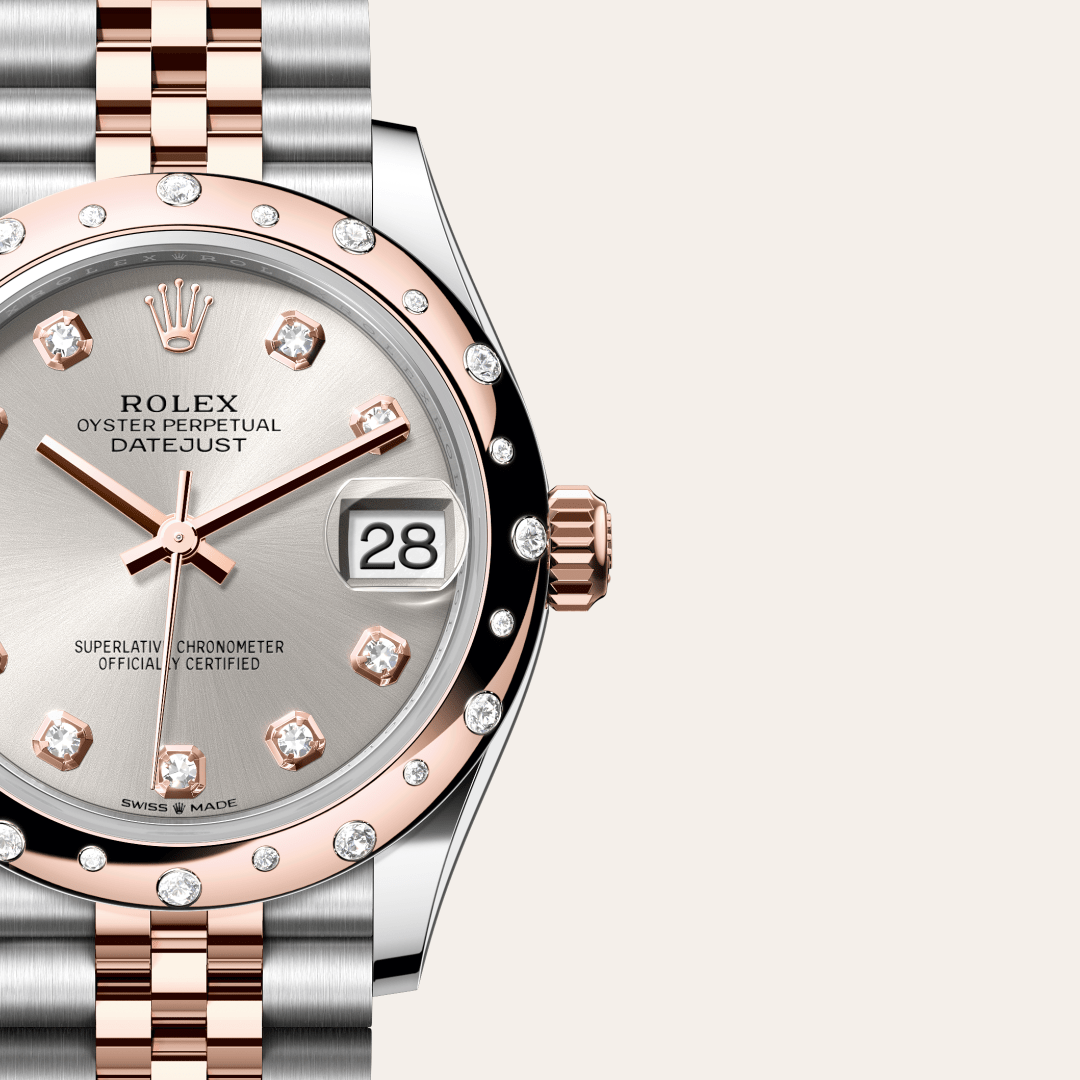 Rolex Datejust 31 Oyster, 31 mm, Oystersteel çelik, Everose altın ve pırlanta M278341RBR-0016