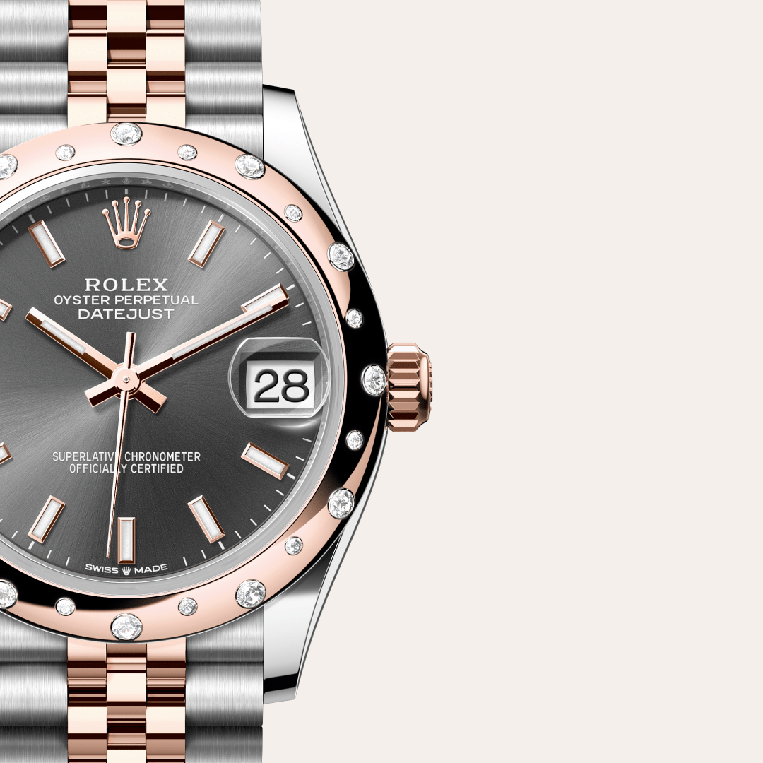 Rolex Datejust 31 Oyster, 31 mm, Oystersteel çelik, Everose altın ve pırlanta M278341RBR-0018