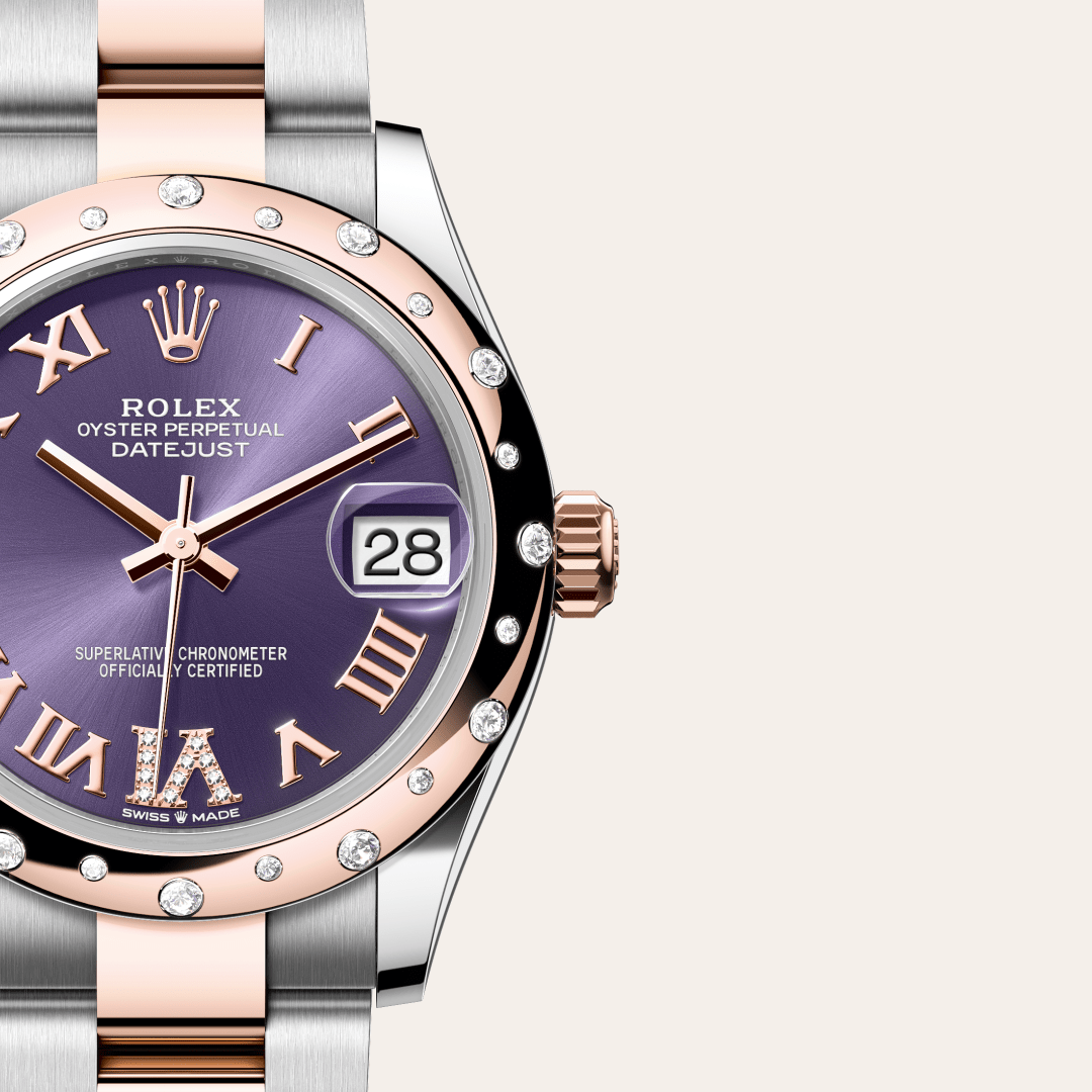 Rolex Datejust 31 Oyster, 31 mm, Oystersteel çelik, Everose altın ve pırlanta M278341RBR-0019