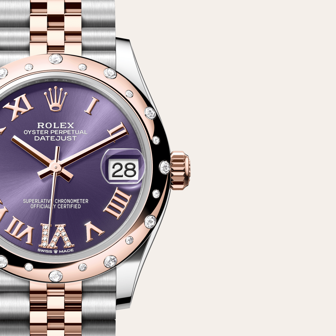 Rolex Datejust 31 Oyster, 31 mm, Oystersteel çelik, Everose altın ve pırlanta M278341RBR-0020