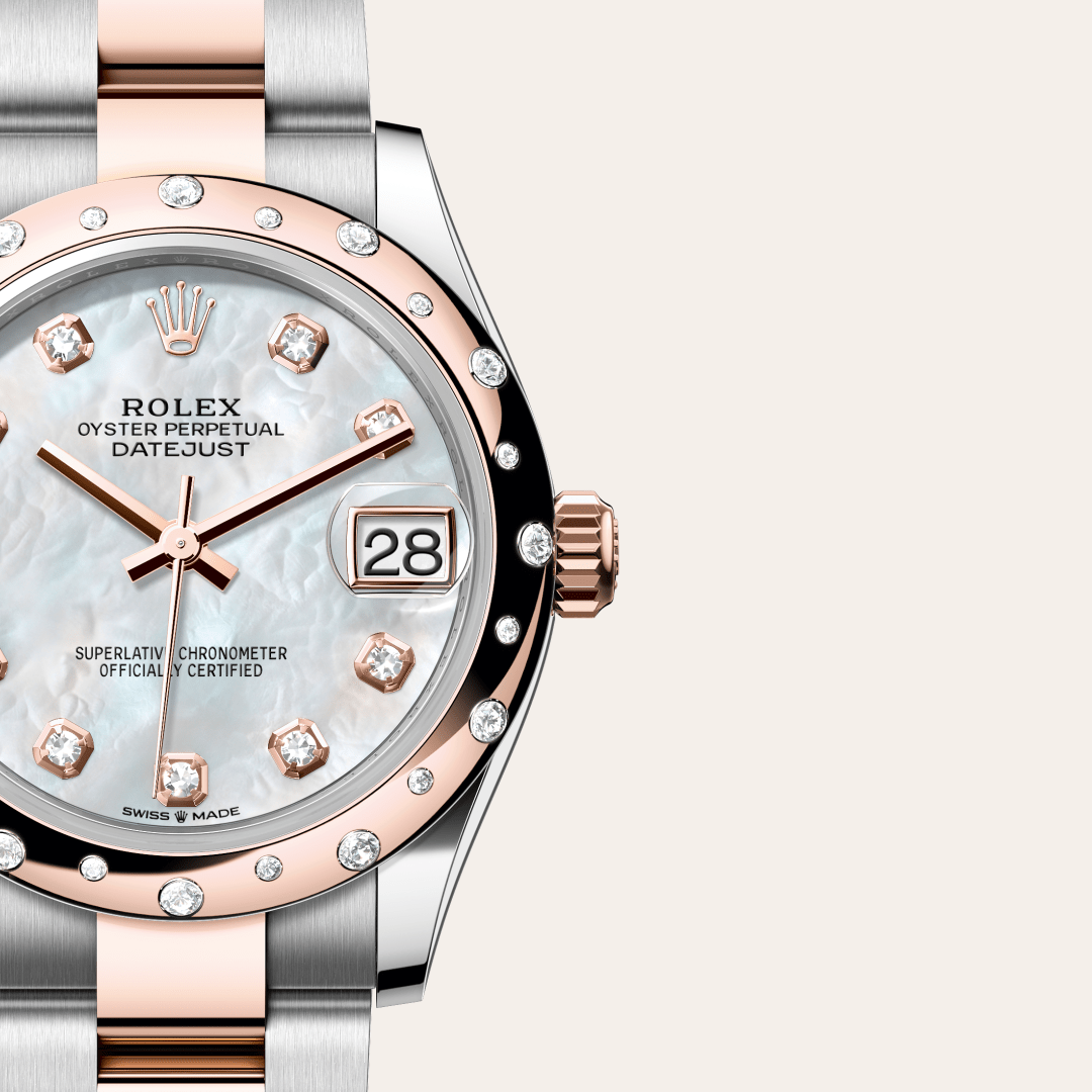 Rolex Datejust 31 Oyster, 31 mm, Oystersteel çelik, Everose altın ve pırlanta M278341RBR-0025