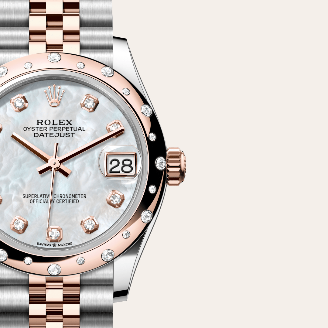 Rolex Datejust 31 Oyster, 31 mm, Oystersteel çelik, Everose altın ve pırlanta M278341RBR-0026