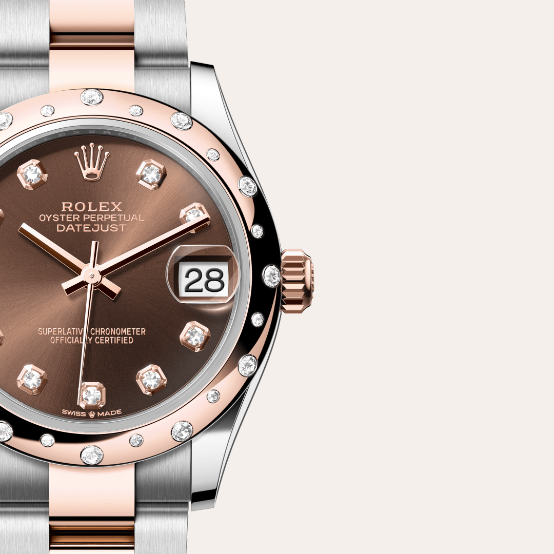 Rolex Datejust 31 Oyster, 31 mm, Oystersteel çelik, Everose altın ve pırlanta M278341RBR-0027