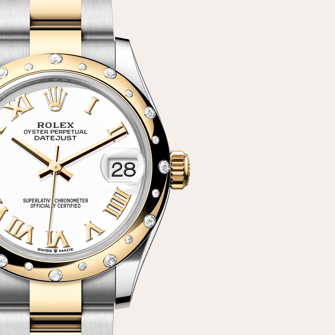 Rolex Datejust 31 Oyster, 31 mm, Oystersteel çelik, sarı altın ve pırlanta M278343RBR-0001