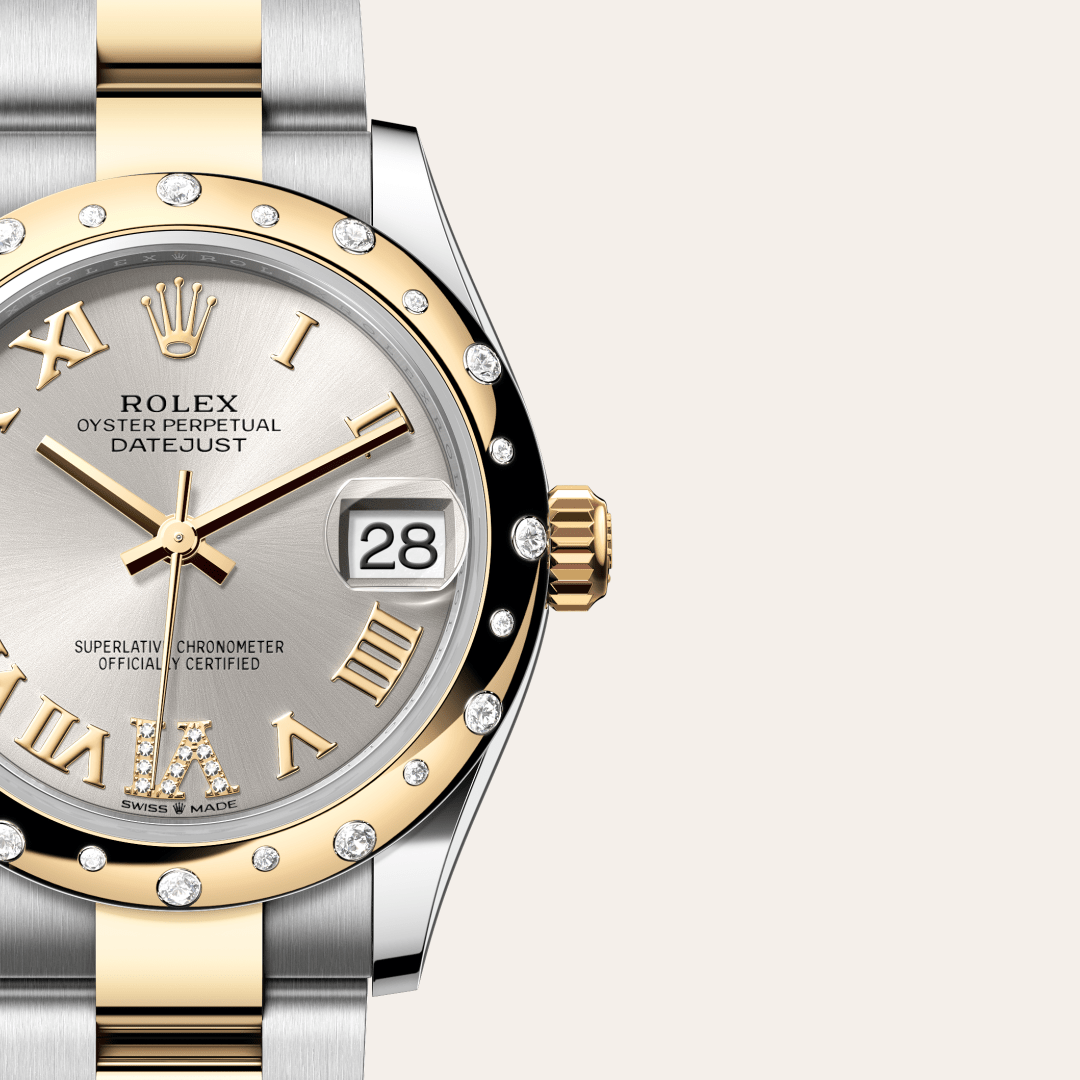 Rolex Datejust 31 Oyster, 31 mm, Oystersteel çelik, sarı altın ve pırlanta M278343RBR-0003