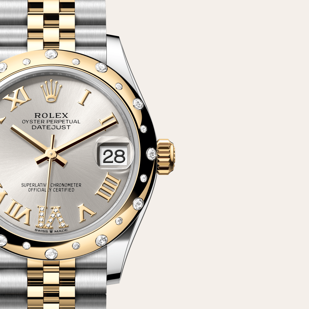Rolex Datejust 31 Oyster, 31 mm, Oystersteel çelik, sarı altın ve pırlanta M278343RBR-0004