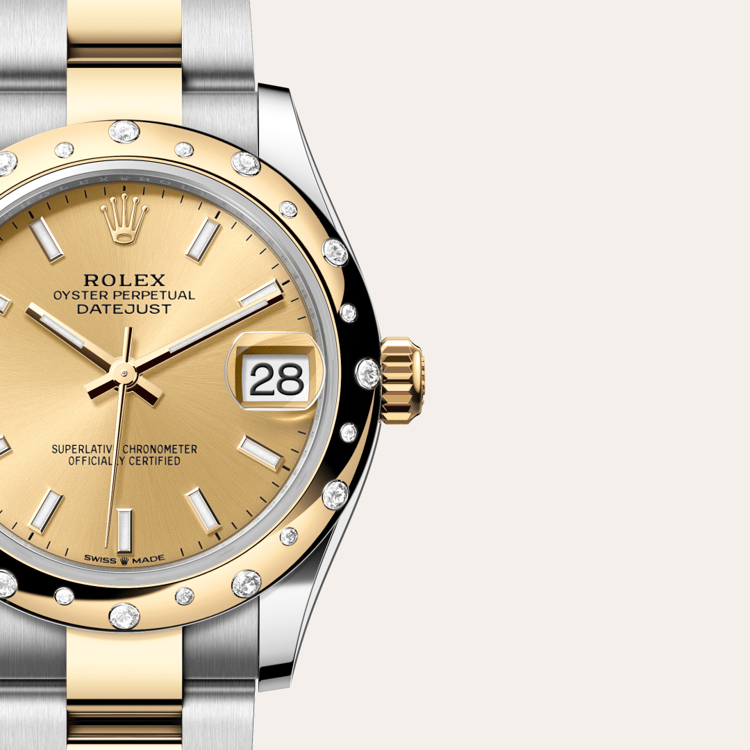 Rolex Datejust 31 Oyster, 31 mm, Oystersteel çelik, sarı altın ve pırlanta M278343RBR-0013