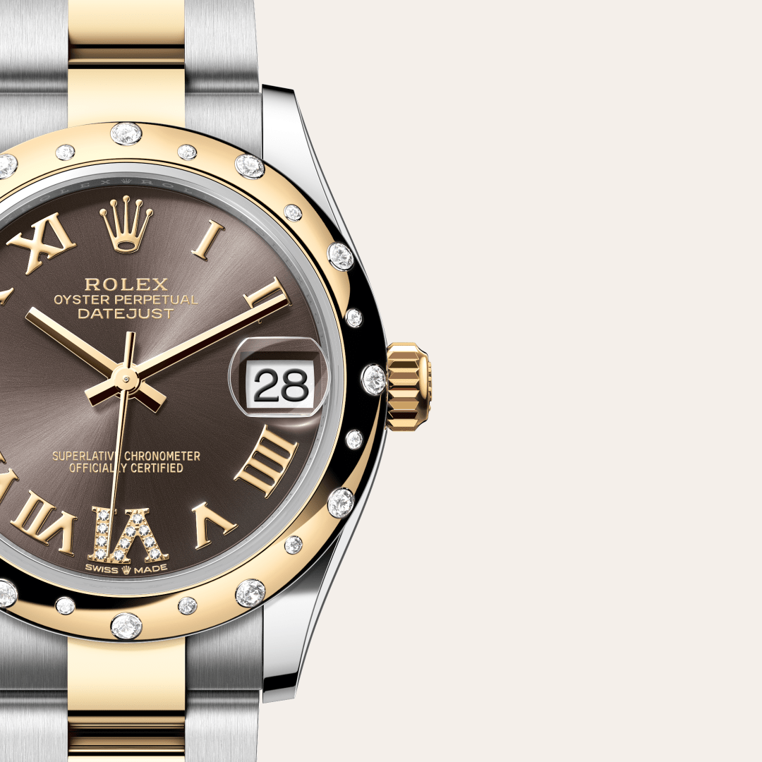 Rolex Datejust 31 Oyster, 31 mm, Oystersteel çelik, sarı altın ve pırlanta M278343RBR-0017