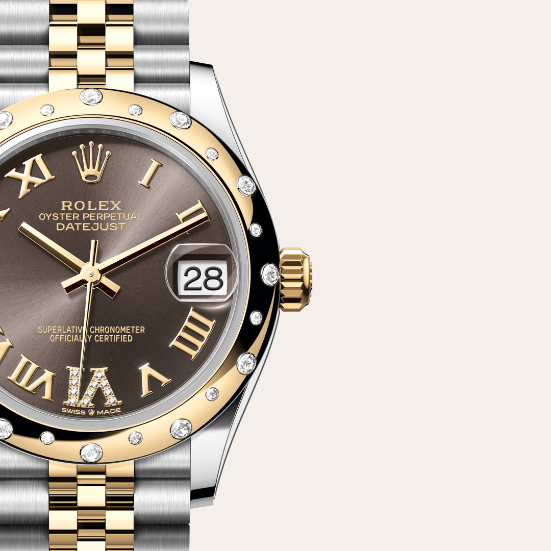 Rolex Datejust 31 Oyster, 31 mm, Oystersteel çelik, sarı altın ve pırlanta M278343RBR-0018