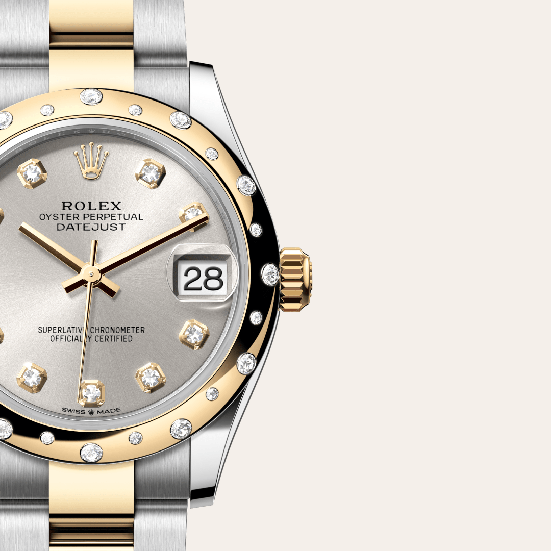 Rolex Datejust 31 Oyster, 31 mm, Oystersteel çelik, sarı altın ve pırlanta M278343RBR-0019