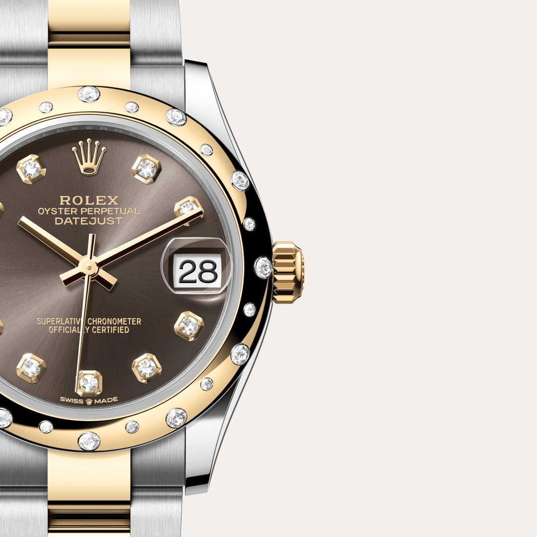 Rolex Datejust 31 Oyster, 31 mm, Oystersteel çelik, sarı altın ve pırlanta M278343RBR-0021