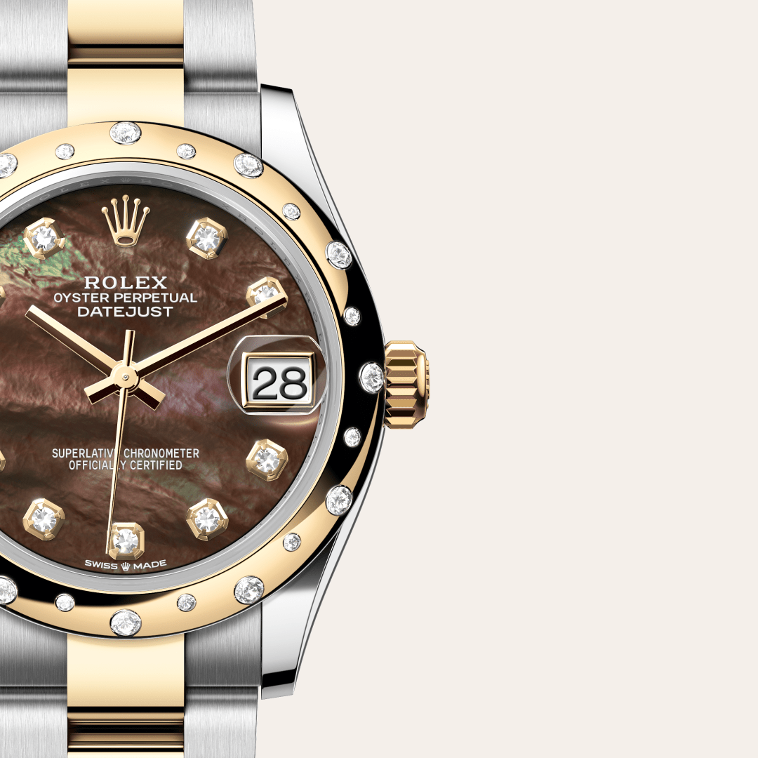 Rolex Datejust 31 Oyster, 31 mm, Oystersteel çelik, sarı altın ve pırlanta M278343RBR-0023